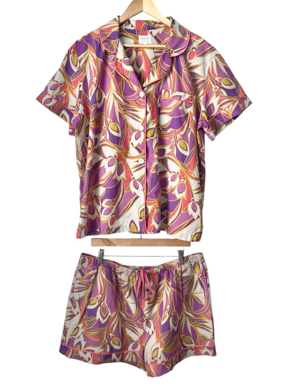 Trina Turk x BedHead 1X Organic Cotton Pajama Set Pink Purple Shorts PJ Set - Picture 2 of 5